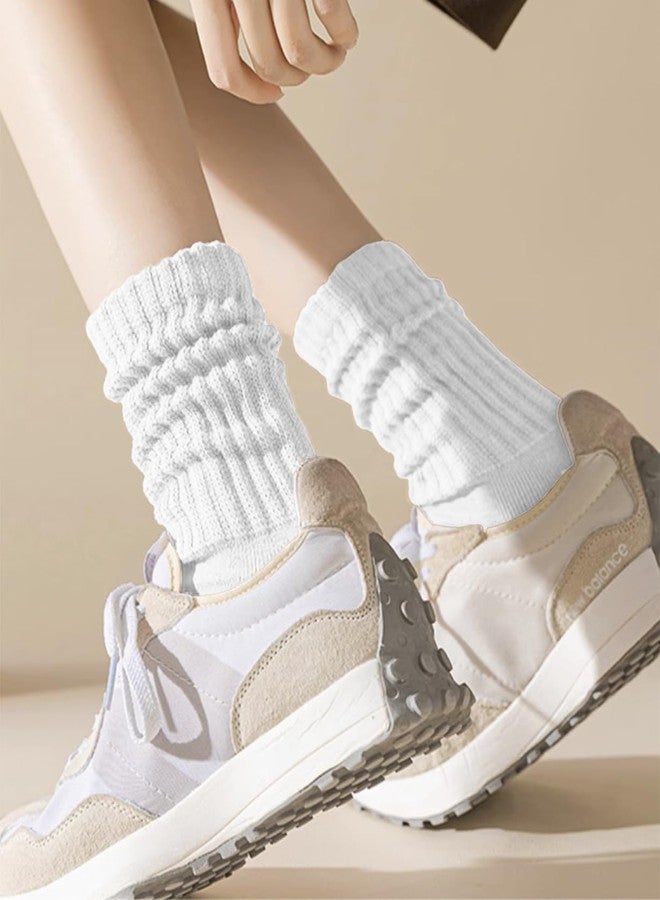 PLZSITDOWN Women Slouch Socks Knit Mid Calf Rib Tube Scrunchy Slouchy Crew Socks White - Image 4